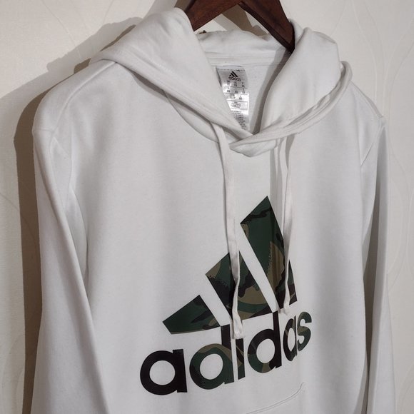 Adidas Camo Logo Hoodie Sweatshirt Size S Womens White - Picture 8 of 13